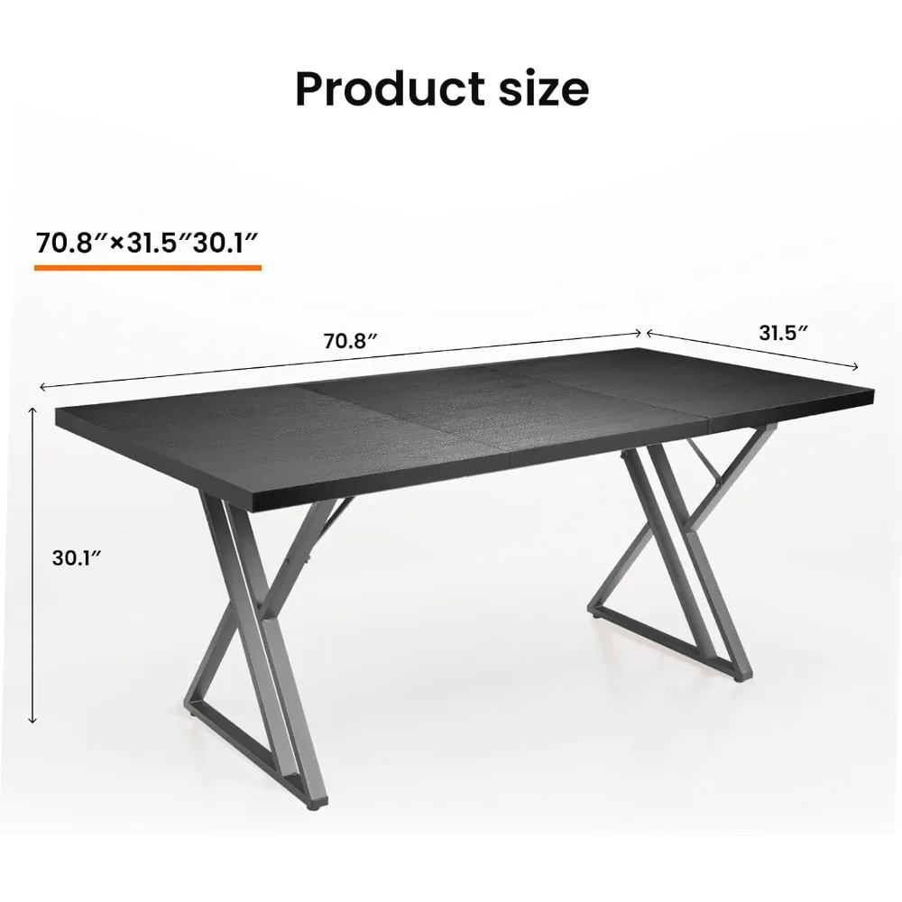 مكتب مكتب واسع مقاس 70.9 بوصة: إطار متين، تصميم عصري أنيق للاستخدام المنزلي في العمل #2