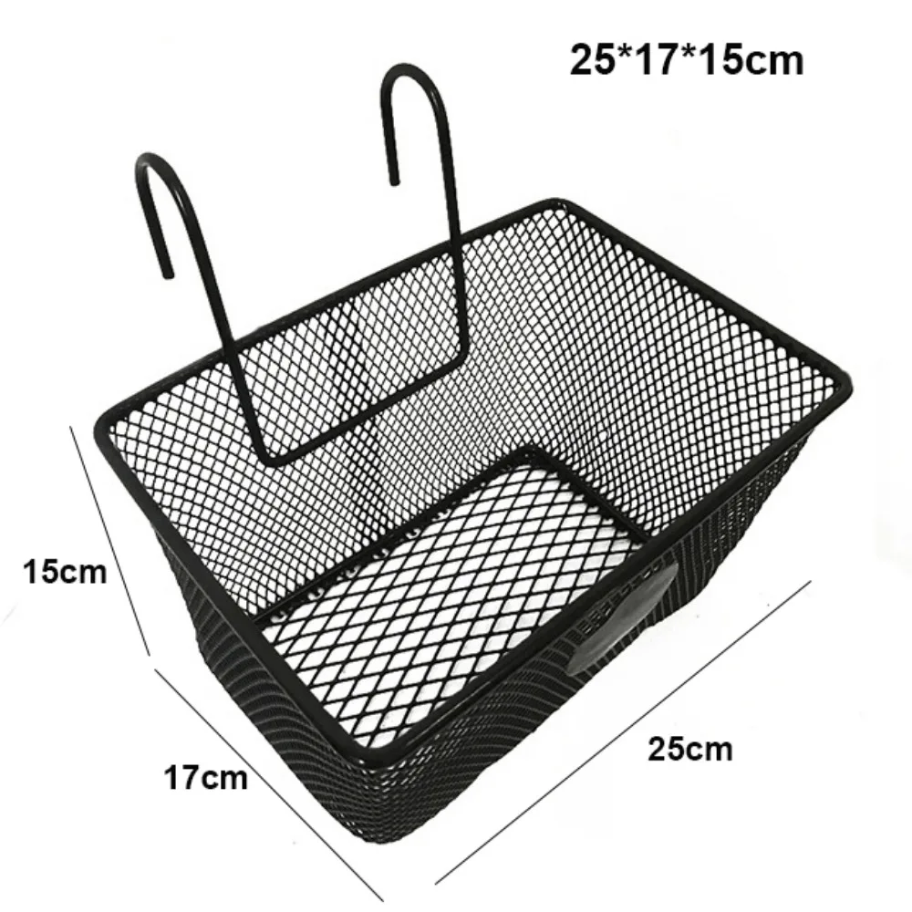 

High Quality Metal Mesh Bike Front Basket 25*17*15cm Black Handlebar Shopping Storage Basket Bicycle Front Handlebar Basket