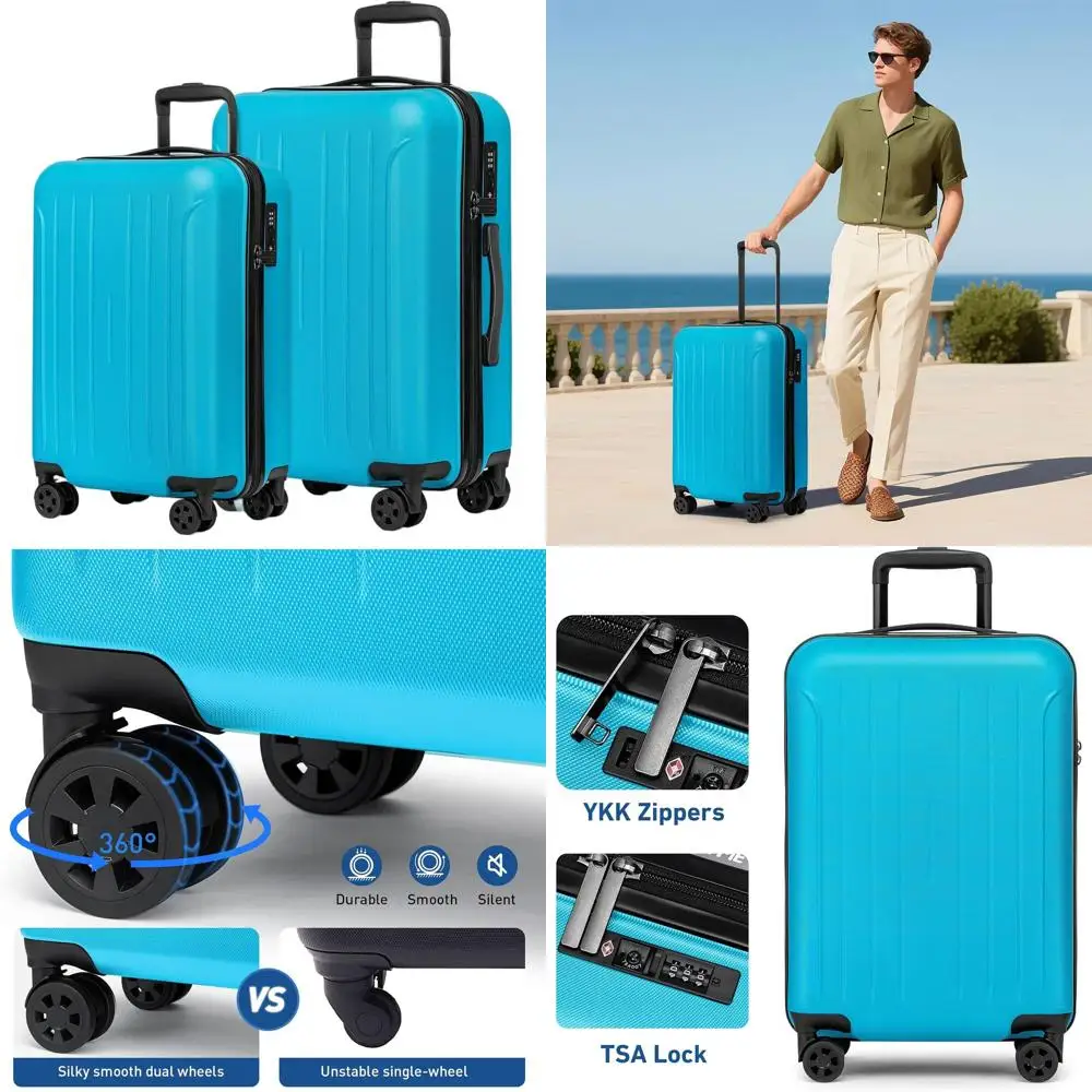 

Ocean Blue 2-Piece Hardshell Spinner Luggage Set: 20 & 24 with TSA Lock and PC+ABS Material