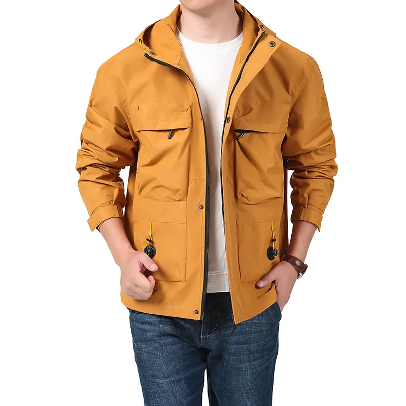 Men's Casual Loose Hooded Jacket Spring Autumn 2025 Outdoor Workwear Windbreaker New Collection