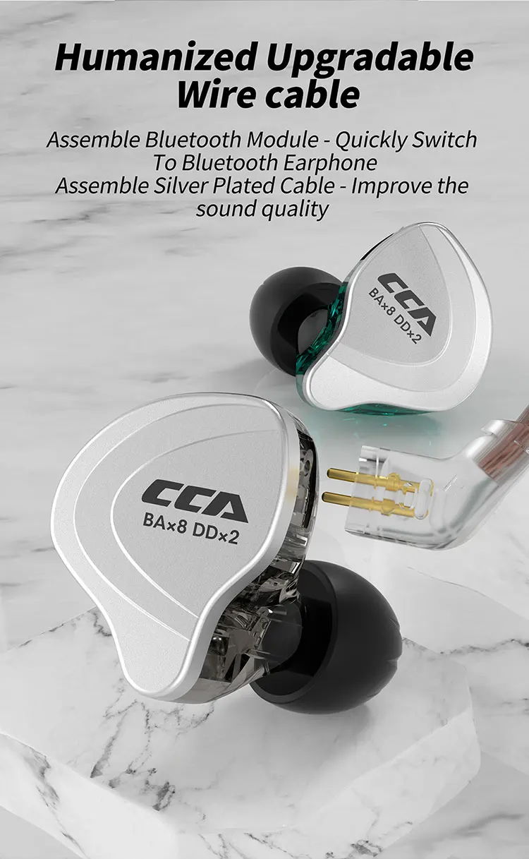 CCA C10 HiFi-Kopfhörer, 4BA+1DD, Hybrid-Technologie, In-Ear-Kopfhörer für Musik, DJ, Gamer, Sport, aktive Geräuschunterdrückung, Monitor-Headset – Detail 7