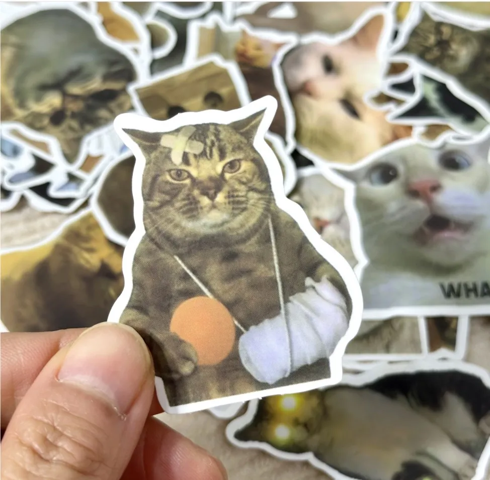 50PCS Cute Cat Stickers Vinyl Waterproof Funny Cats Decals for Water Bottle Laptop Skateboard Scrapbook Luggage Kids Toys