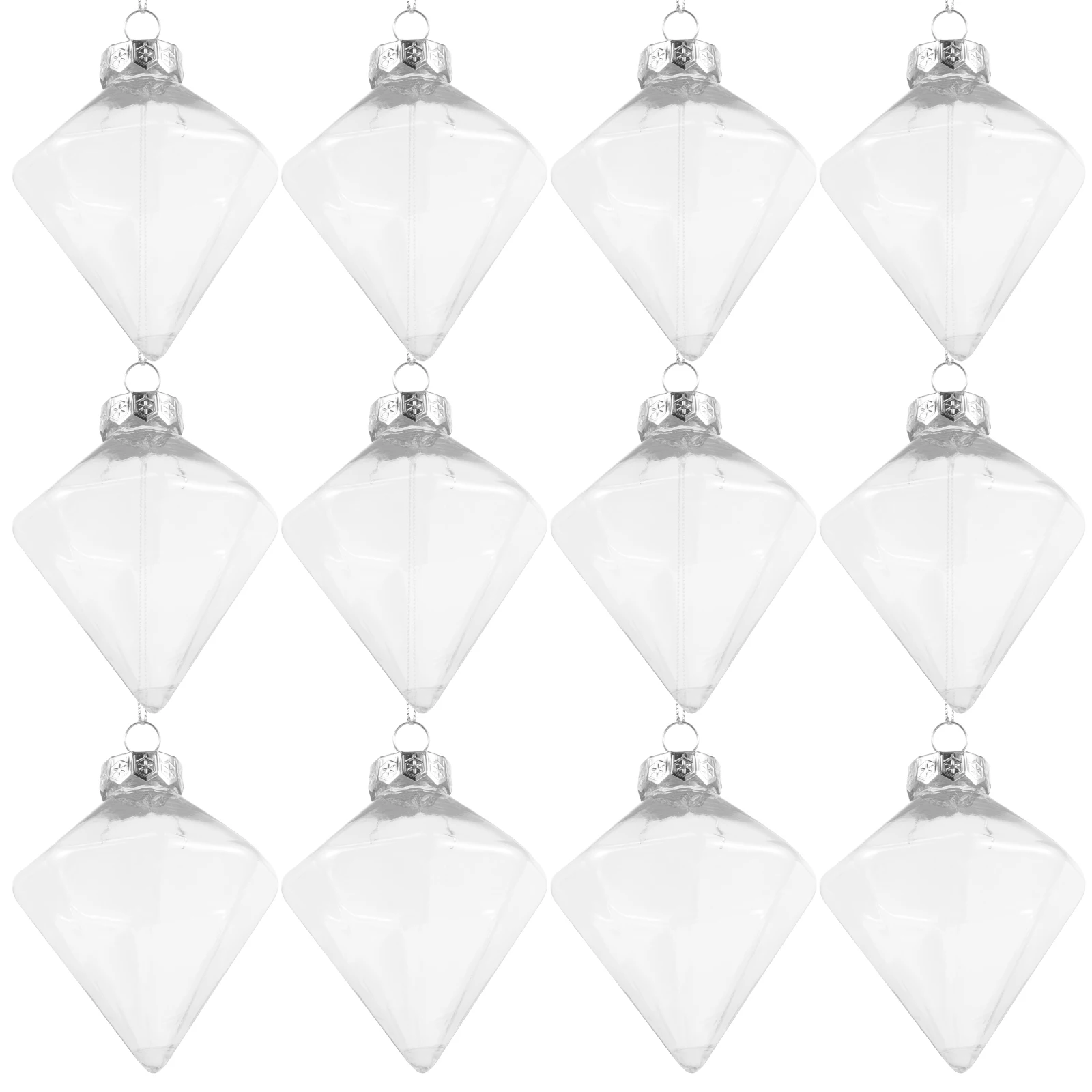 

12pcs Rhombus Christmas Balls Clear Fillable Ornament Globe Hanging Decorations Party Wedding Holiday Plastic Crafts