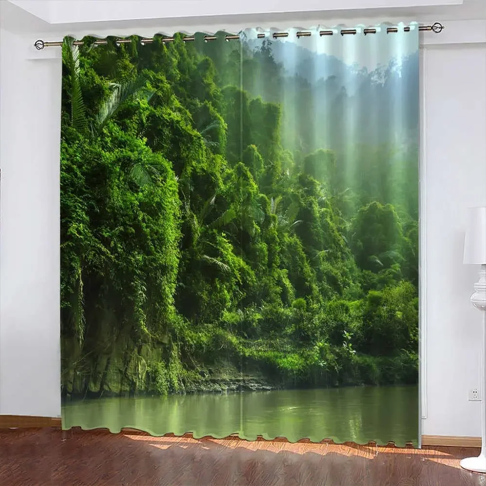 

Landscape Lake Jungle Blackout Curtains 3D Print Window Curtains for Bedroom Living Room Decor Window Treatments