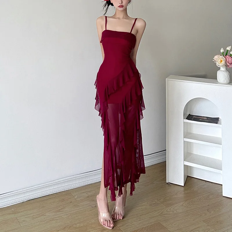 Robe camisole à col une pièce pour femme, coupe couvertes, taille haute, couleur unie, à la mode, nouveau