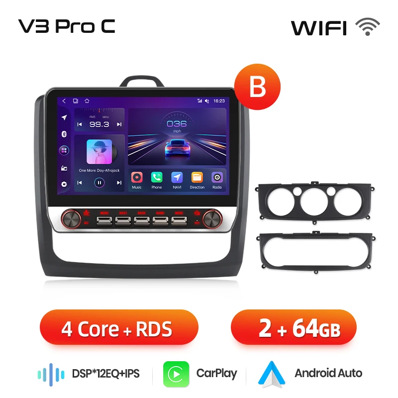 Junsun 13.1″ QLED Draadloze CarPlay Android Auto Autoradio Voor Ford Focus Mk2 Mk3 2004-2011 Intelligente Systemen DSP SWC RDS GPS