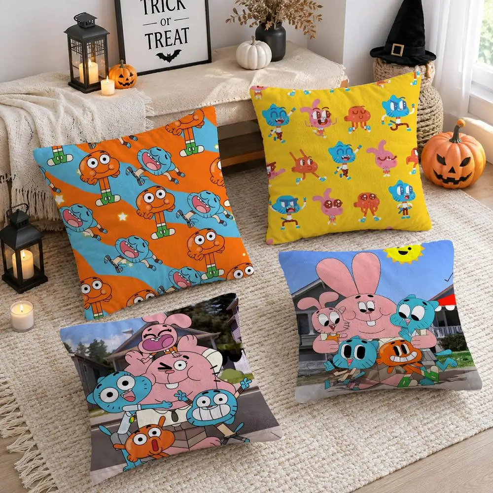 Animation Amazing World G-Gumball Cushion Cover Plush Decorative Pillow Case With Hidden Zipper Cutecore Room Decor For Home