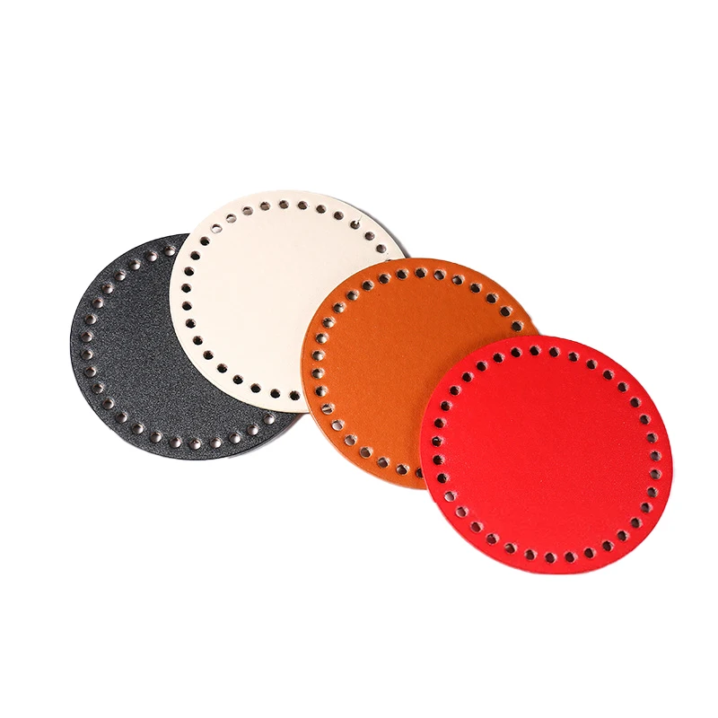 محبوك حقيبة مستديرة القاع بولي Leather حقيبة جلدية أسفل اليدوية أسفل مع ثقوب DIY بها بنفسك حقيبة كروشيه الملحقات السفلية #5