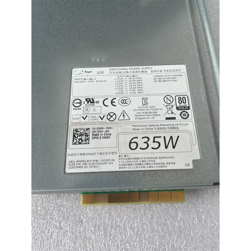 

Workstation Power Supply for T5600 T3600 1K45H 01K45H F635EF-00 635W 100% Tested Before Shipping