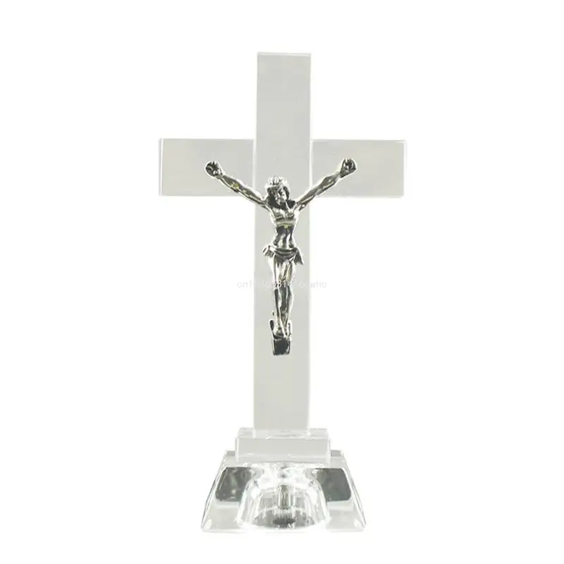 

Dropship Crystal Jesus for Cross Statue for Home Church Desktop Decoration Craft Ornament