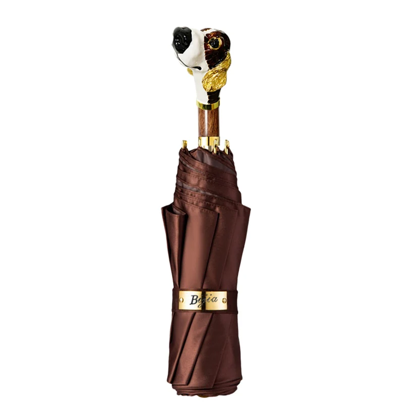 

Creative Dog Handle Umbrella Luxury Brown Rainy Umbrellas UV Protection Windproof Parasol Outdoor Travel Umbrellas Men Women