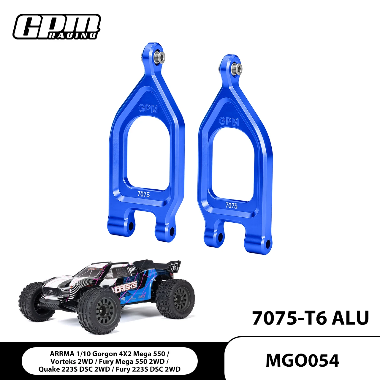 

GPM Alu7075 Front Upper Suspension Arm ARRMA 1/10 Gorgon Mega Vorteks Fury QUAKE ARA3537