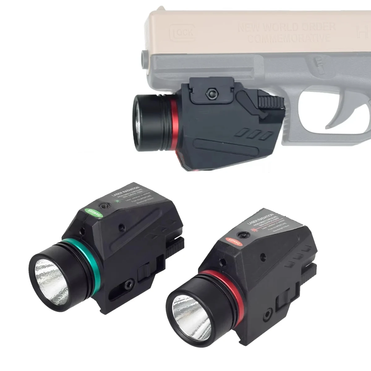 

Tactical Weapon Light LED Flashlight For 20mm Rail Mini Glock 17 19 Lanterna Airsoft Red Green Laser Sight With Pistol Gun Light