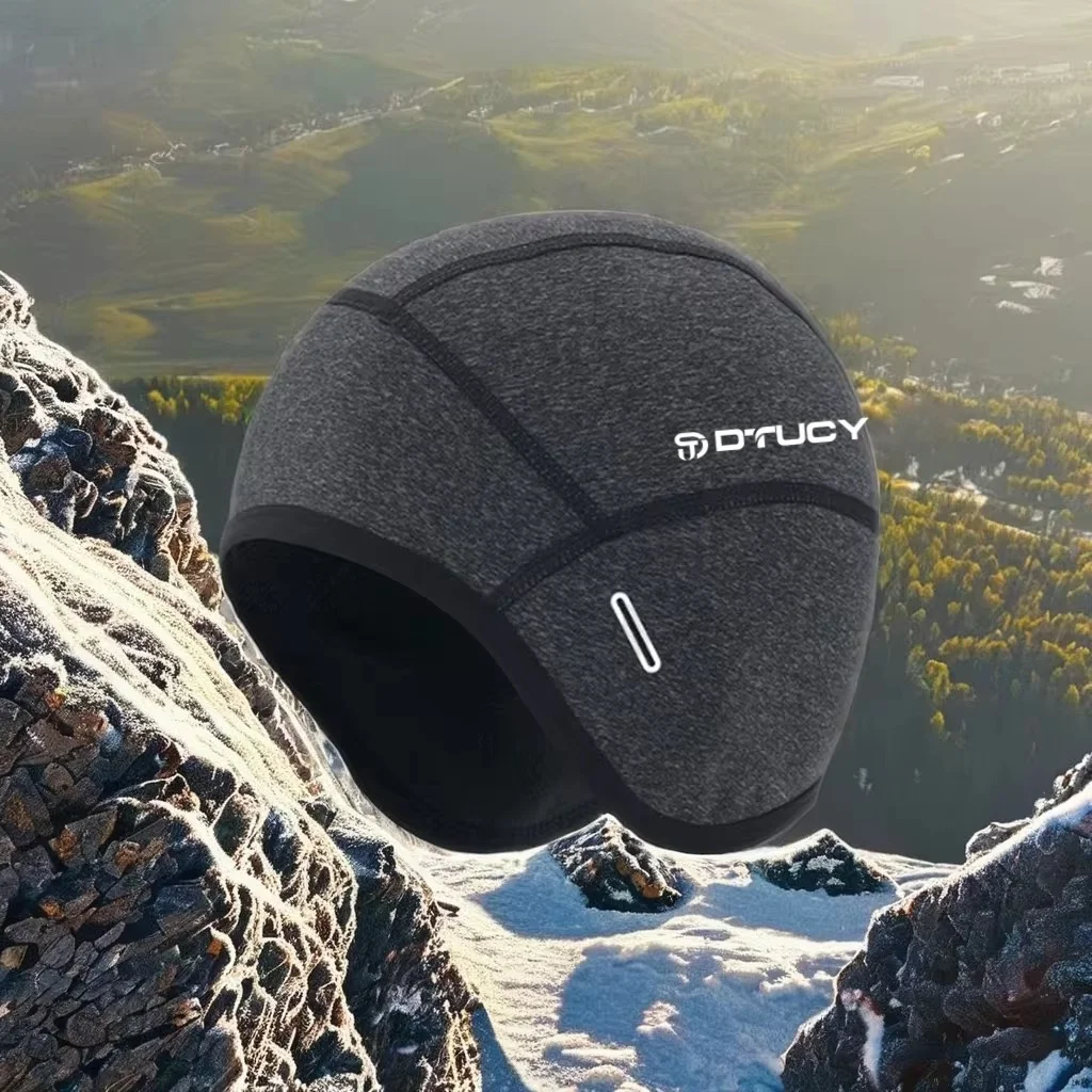 Winterwarme Fahrradmütze mit Fleece-Futter und Ohrenschutz, Sport-Radfahrer-Motorradhelm-Innenmütze, Outdoor-Kopfbedeckung – Detail 9
