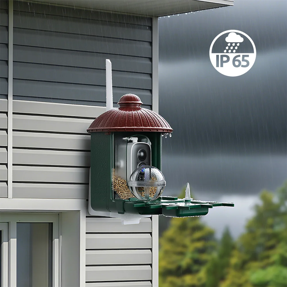 Smart Bird Feeder Camera 4MP 2K HD Outdoor Bird Video Capture WiFi Battery Solar Power Camera,Two-way Audio,Feed House Container