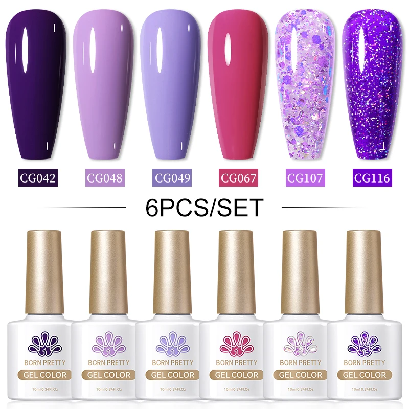 

BORN PRETTY 6/8PCS Color Nail Gel Polish Set Kits Base Top Coat Varnish Soak Off UV Gel LED Semi Permanent All For Manicure