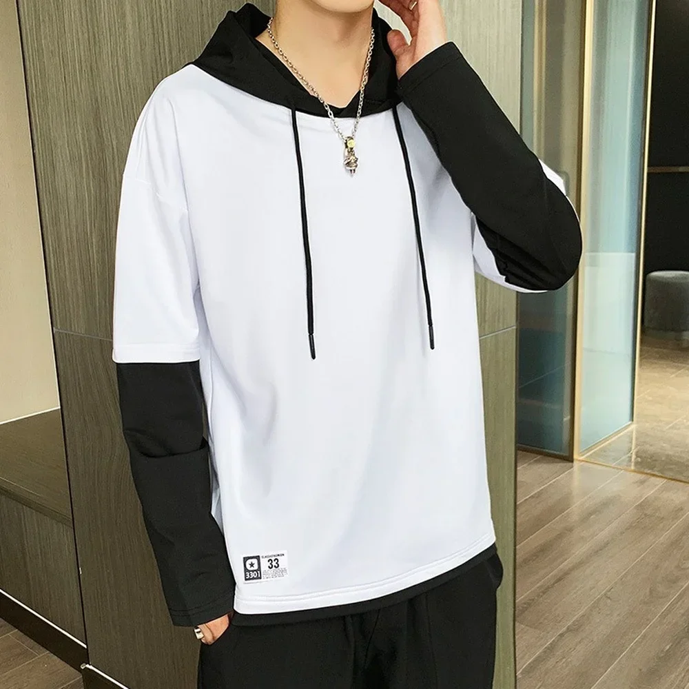 Hip Hop Hoodies Men Patchwork Hoodies Autumn and Winter Casual Tops Men Punk Style Sweatshirts With Hood Men Long Sleeve Shirts