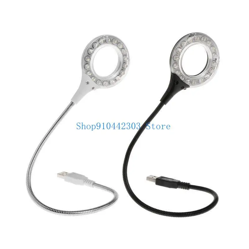 652F Ring LED Light USB Table Desk Lamp 5V Bright Bulb Flexible Gooseneck Adjustable