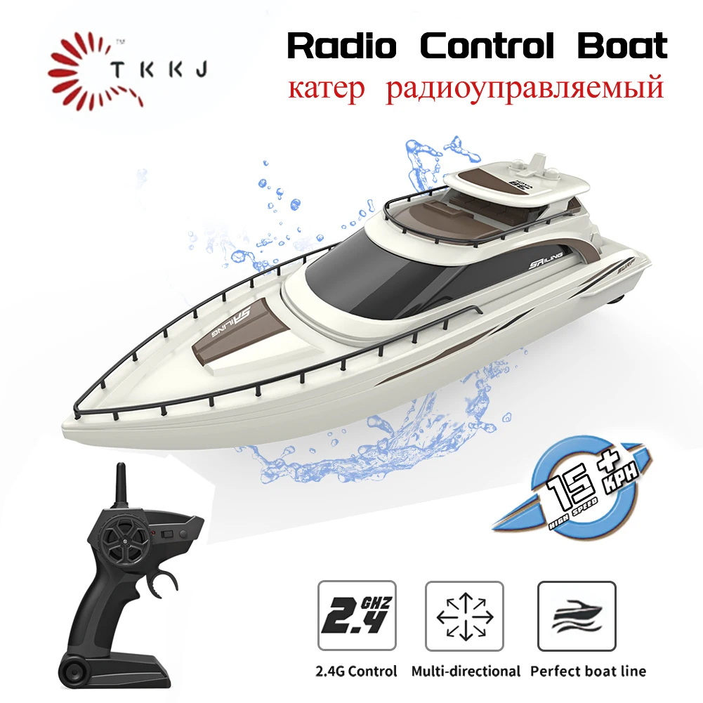 TKKJ High Speed RC Boat 2.4G Double Electric Machine propeller Remote Control Boat 1:28 Speedboat Model Toys for Boys Gifts