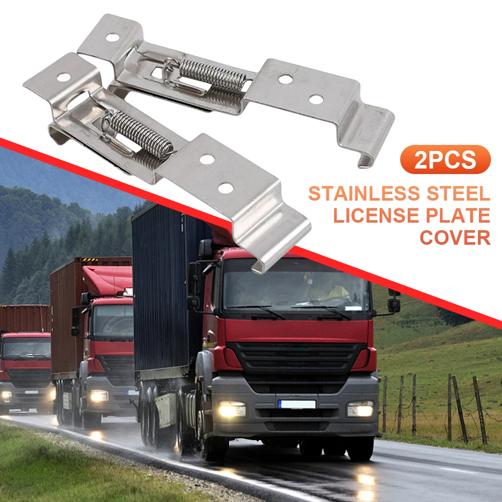 2 قطعة مقطورة شاحنة رقم لوحة كليب لوحة ترخيص بين قوسين الفولاذ المقاوم للصدأ سيارة إطار لوحة الرخصة حامل لقافلة مقطورة
