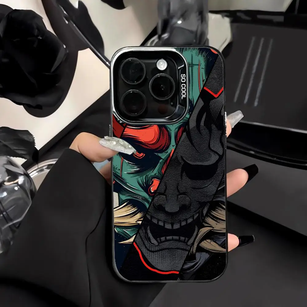 

Japanese Ghost Mask Mobile Phone Case Shockproof and Anti Slip Frosted Suitable for iPhone 16 15 14 13 12 11 Pro Max Plus Mini