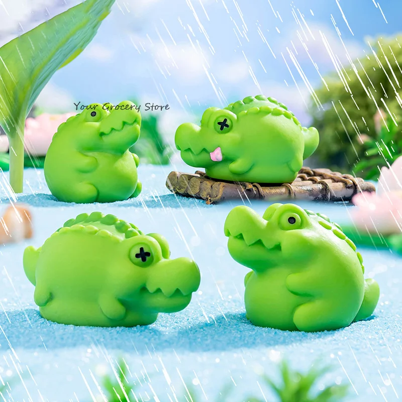 

4 шт., опора из кожи аллигатора, настольные статуи, декор, микропейзаж, крокодил, игрушки в виде животных, мини-скульптура, фигурка из смолы, садовые аксессуары