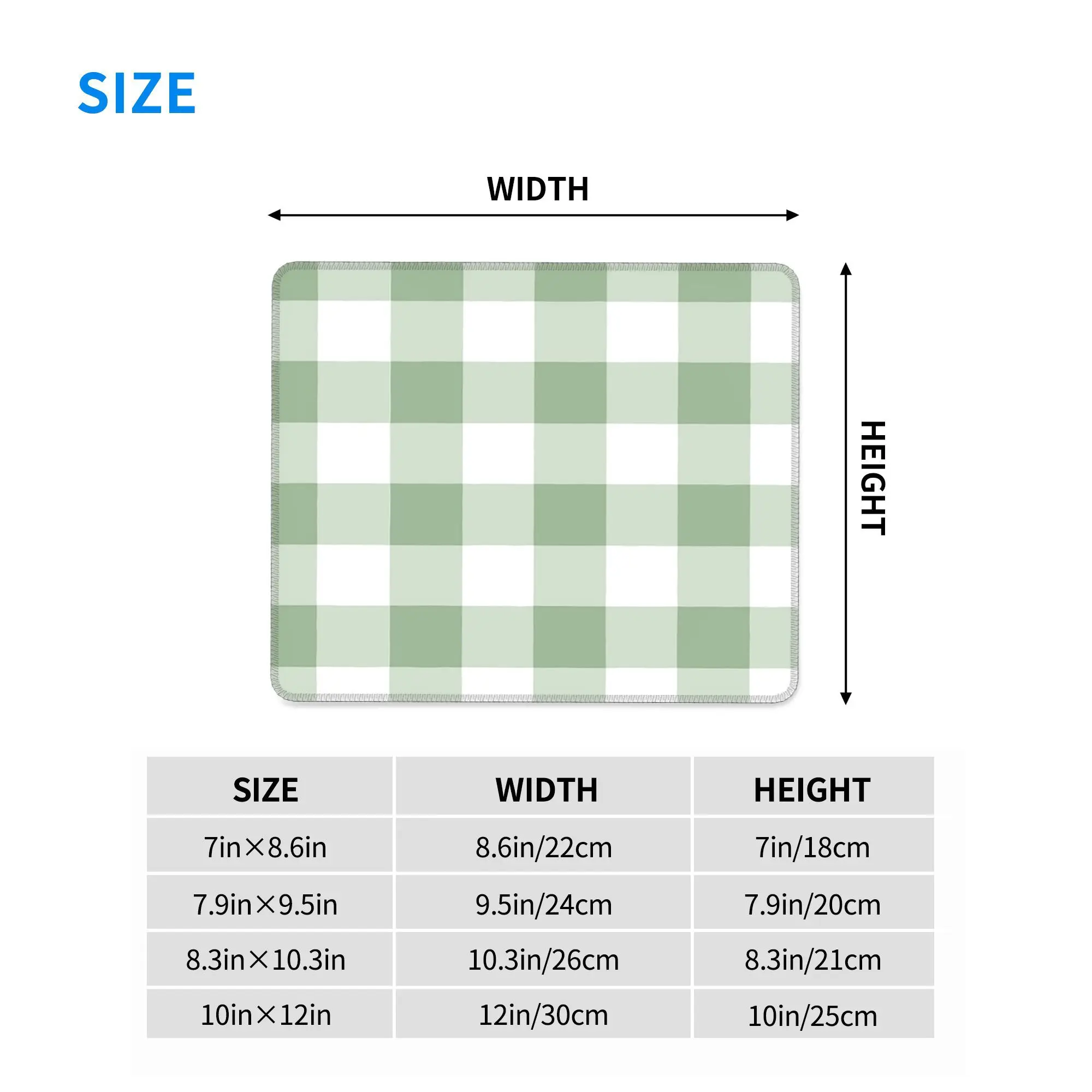Sage Green Gingham Checkerboard Pattern Mouse Pad Computer Keyboard Mouse Mat Gamer PC Laptop Desk Mat Office Table Mats