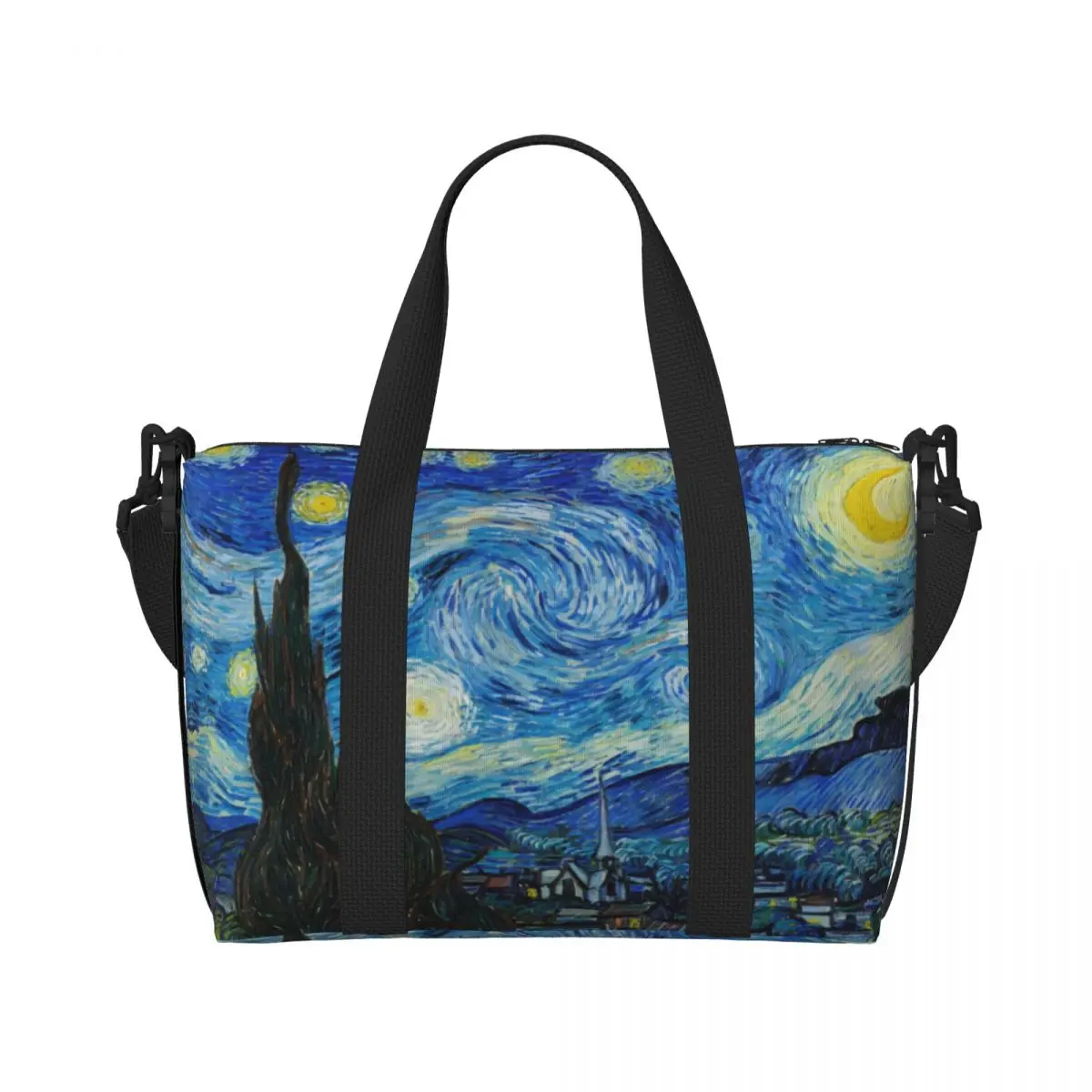 Borsa tote da spiaggia personalizzata Vincent Van Gogh con notte stellata da donna, palestra extra large, borse per la spesa da viaggio con pittura a olio