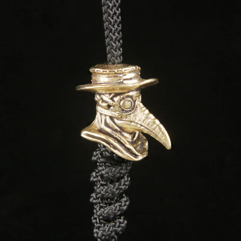 Solid Copper Plague Doctor Knife Bead EDC Paracord Pendant Handmade Charm Keychain Spacer Bead for DIY  Outdoor Gear