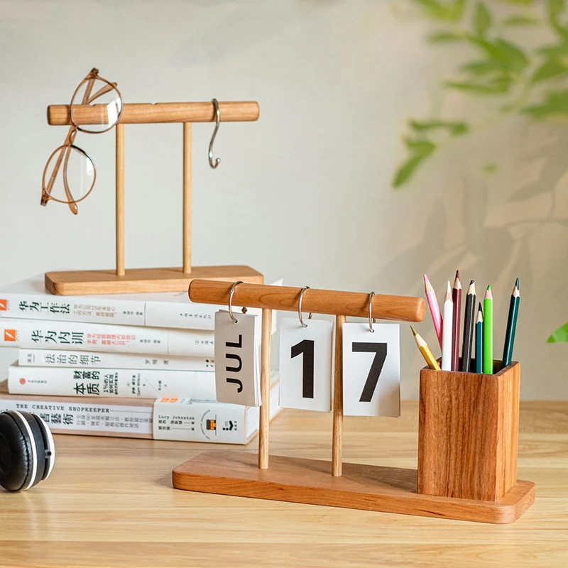 سجل خشبي الوجه تقويم مكتبي الإبداعية حامل قلم مكتب منظم للمنزل ديكور أنيق امتحان دراسة العد التنازلي مخطط