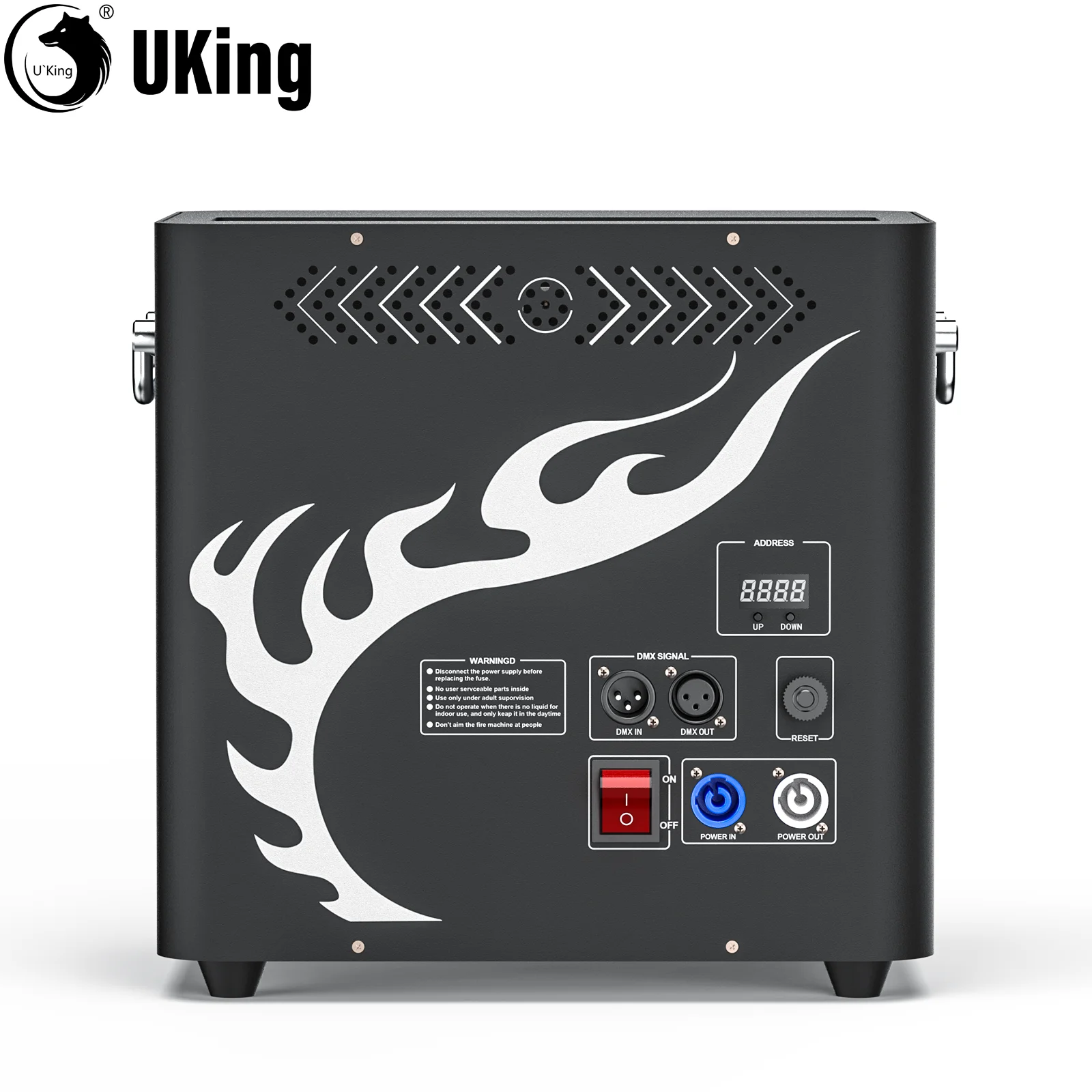 U\'King-máquina de llama de tres cabezales, 300W, encendido por pulsos, fila de llamas, escenario, Spitfire, Control remoto, columna de fuego para