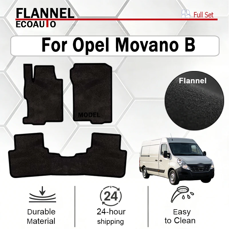 ECOAUTO Velour front rugs for Opel Movano B van (2010 2011 2012 2013 2014-2022) -Black