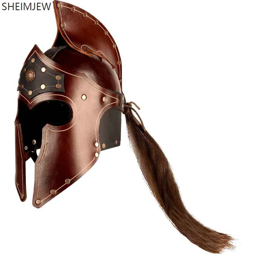 Halloween Medieval Role Play Accessories Knight Warrior Gladiator Roman Greek Costume Movie Character Helmet Adult Unisex New view 2