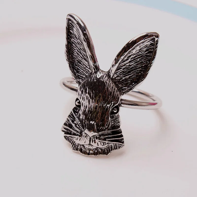 Napkin Rings Holders Gold Easter Bunny Buckle Dinner Rabbit Design Becket For Hotel Wedding Party Event Dining Table Decoration