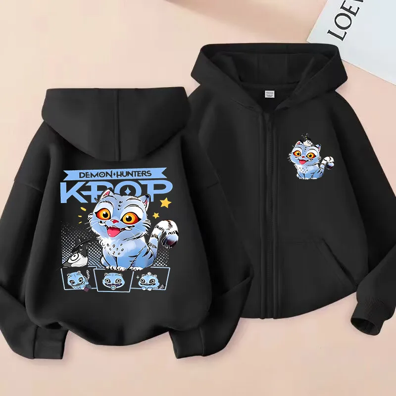 مضحك ديربي النمر زمم بلوزات Kpop شيطان الصيادين هوديي الاطفال ملابس الفتيات الفتيان الكرتون سستة هودي الأطفال بلايز عادية