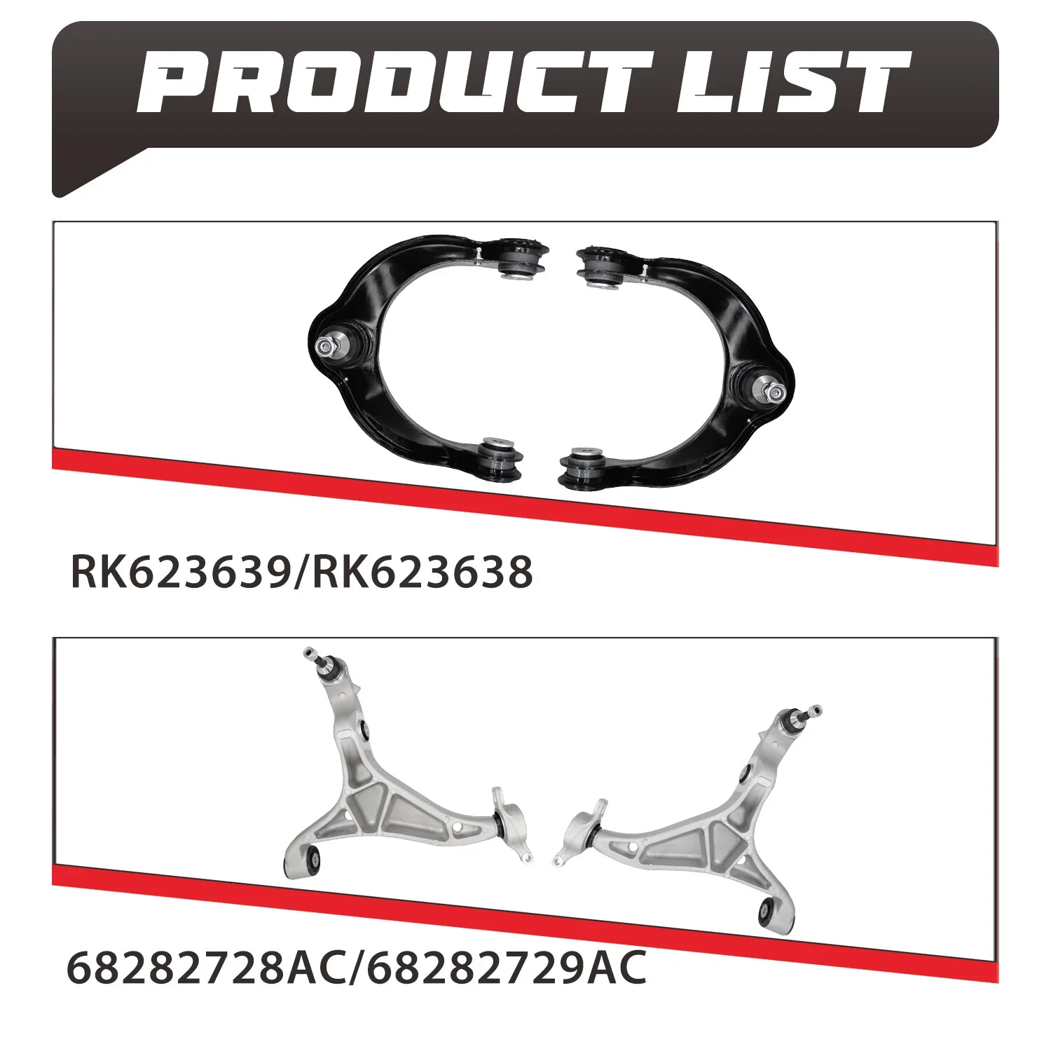 TOPICKSAP 4Pcs Front Upper/Lower Control Arm w/Ball Joint for Jeep Grand Cherokee/Dodge Durango 2016-2022 RK623378