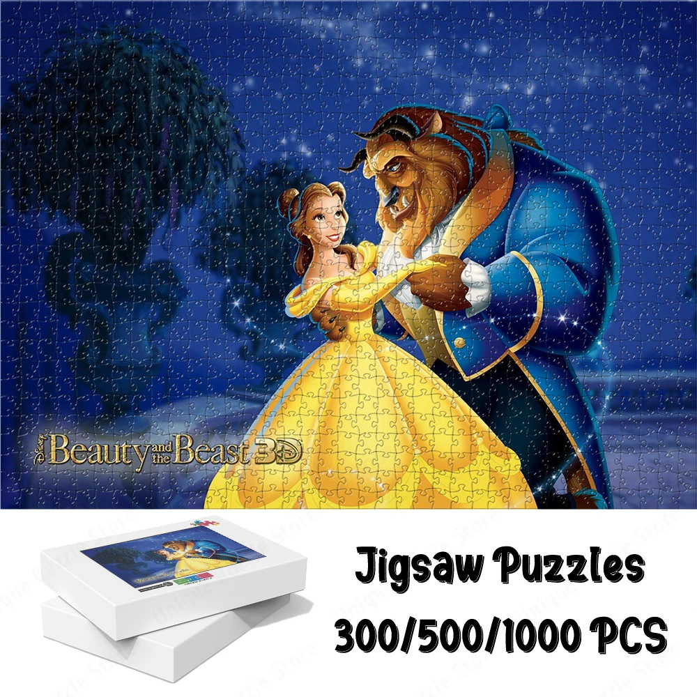 

Cartoon Beauty and The Beast Puzzle for Adults Disney Cartoon Series Board Games Kids Toys Princess Dancing Unique Design Jigsaw