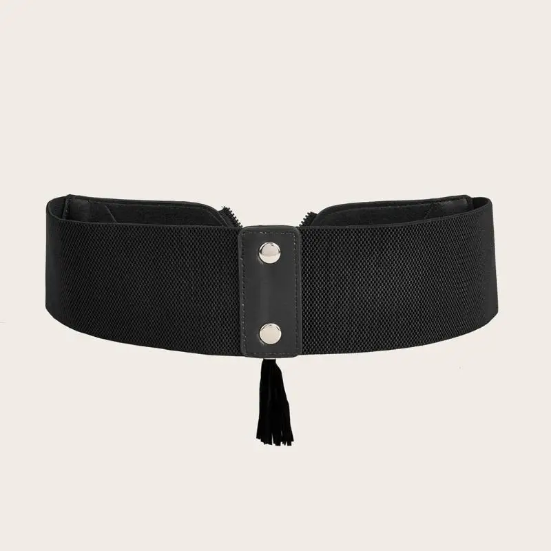 

39BB Popular Corset Belt Leopard Pattern Elastic Waistband Retro Waspie for Dresses