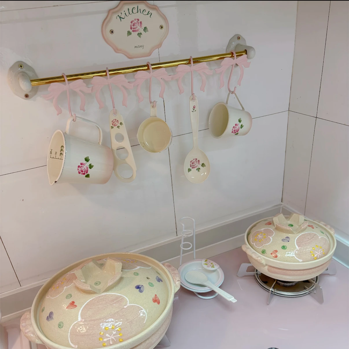 

Декоративный крючок-бант, милый розовый крючок, Кухонное украшение для хранения