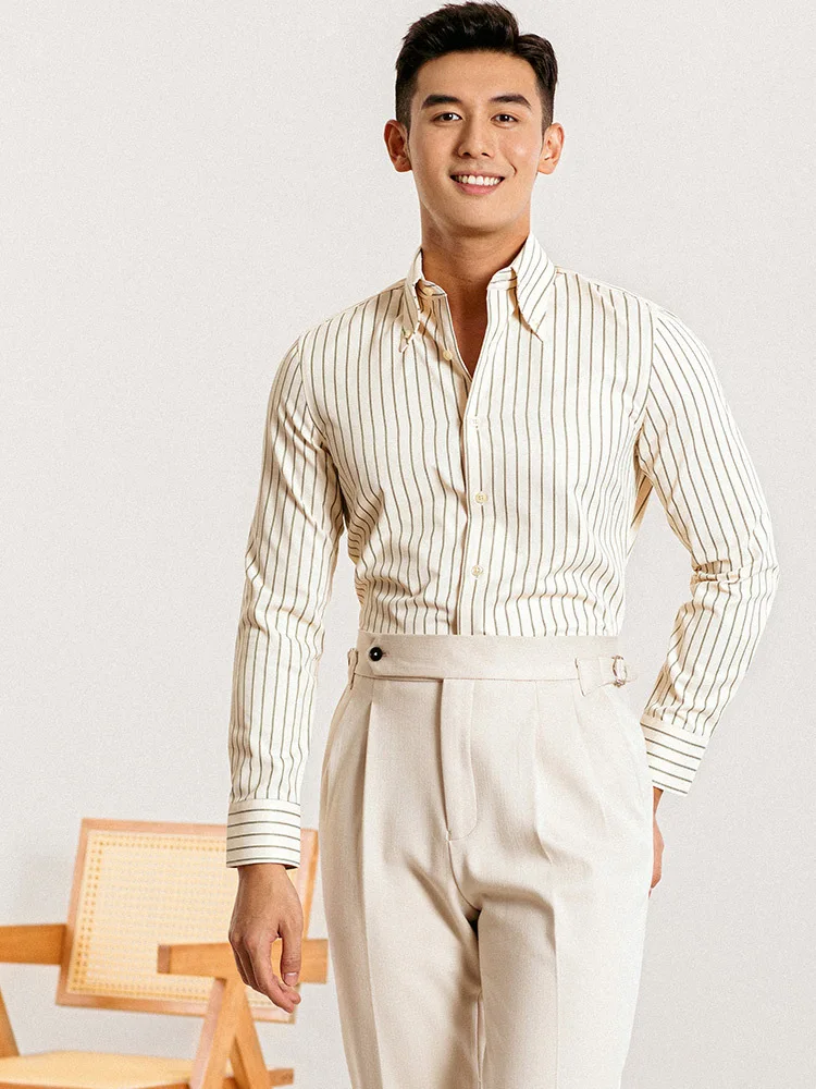 

Рубашка Slim Fit с длинным рукавом, воротником на пуговицах, в стиле колор-блок, для делового повседневного образа, из смесового хлопка и полиэстера, дышащая, влагоотводящая, для поездок на работу.