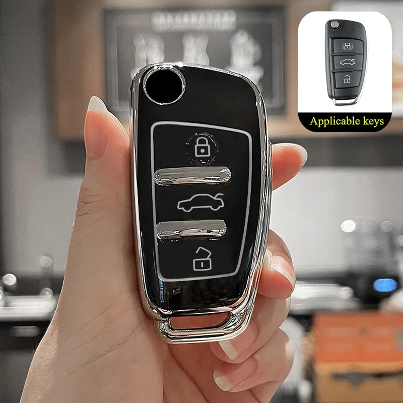TPU Car Key Case Cover Shell for Audi A1 A3 A6 C5 C6 Q3 Q2 Q7 TT TTS R8 S3 S6 RS3 RS6 A4 Protector Accessories