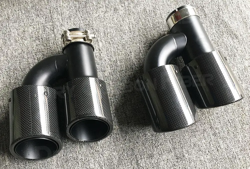 

Carbon Fiber with Stainless steel Exhaust Tips OO-OO Car Exhaust Muffler Tip Pipes For Audi Car Accessories