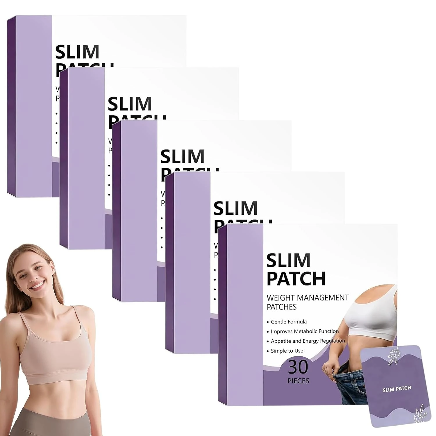 Akemi Slim Patch 2026New 150 Counts Ultra-Thin Body Slimming Patches Discreet Comfortable Slim Patch Unisex for Men Women 5Boxes