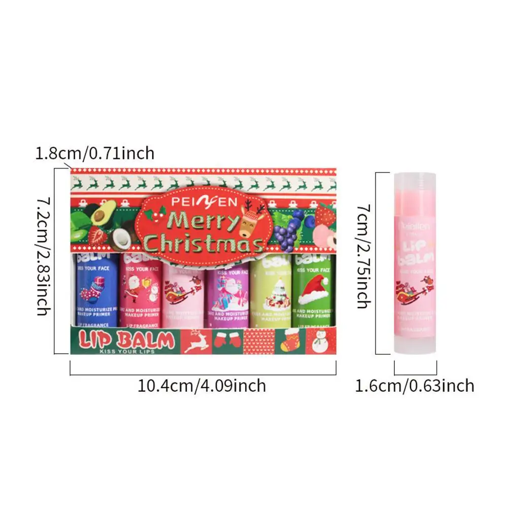 6個セット フルーツ配合 ヴィーガン リップバームセット 長時間保湿と輝き ドライリップケア リップスティックプライマー 完璧なクリスマスプレゼント