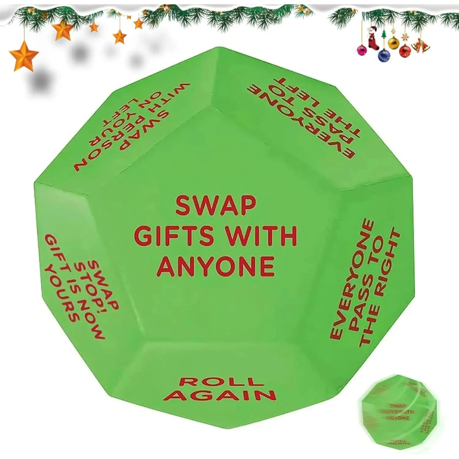Xmas Gift Exchange Dice | 3x3in Party Game | Stocking Filler for All | Fun Birthday & Christmas Present