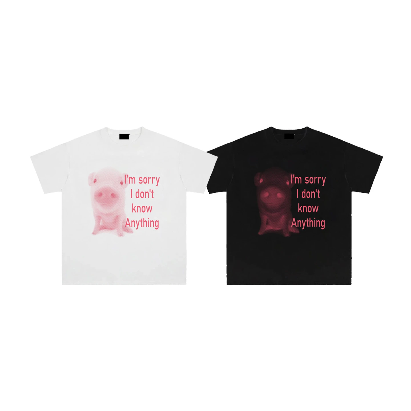 Cute Pink Pig Funny Slogan Couple Matching Cotton T-shirts Y2K Loose Casual Street Short Sleeve Lover Tees Lover Tees Harajuku