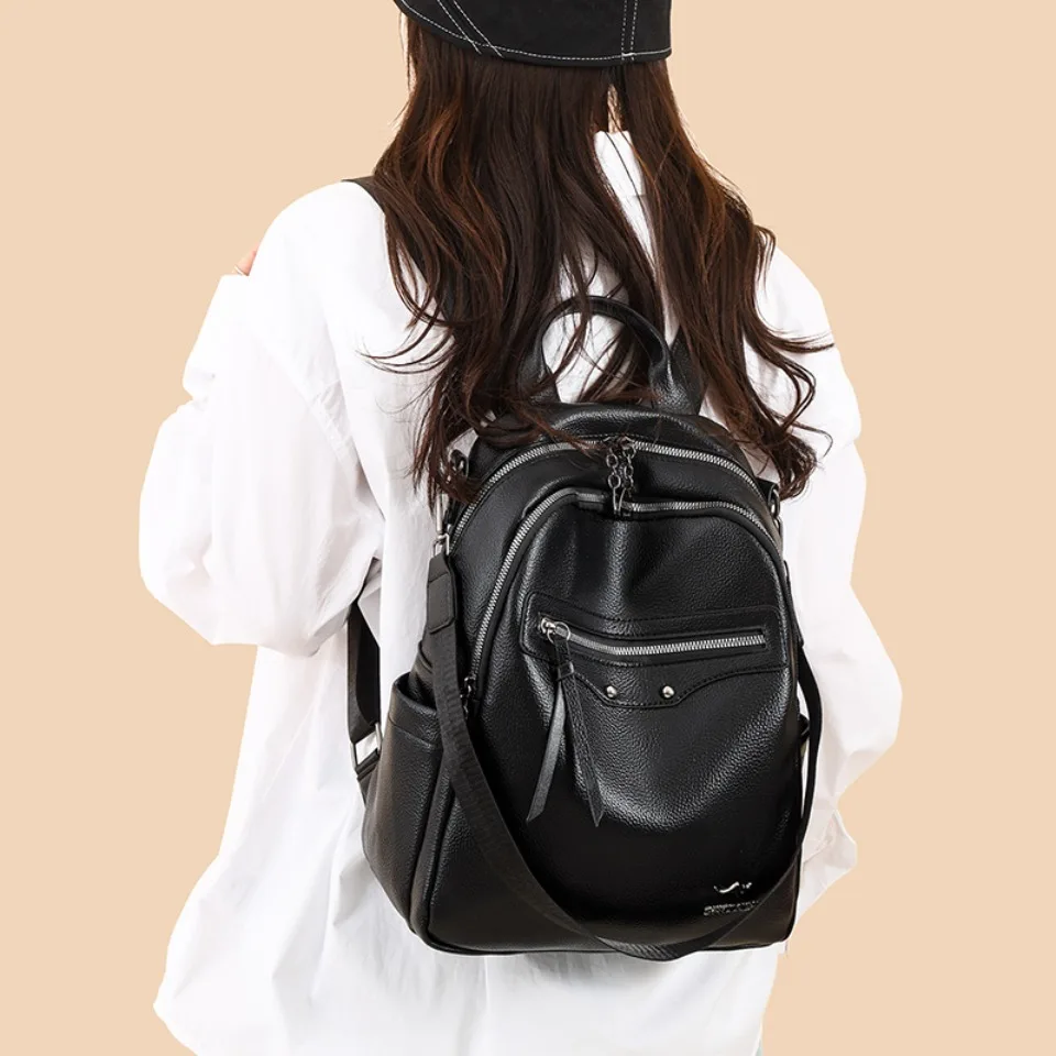Multi Functional Female Backpack High Quality Leather Mochilas Luxurious Women's Designer Brand Backpacks Travel Bagpack Sac
