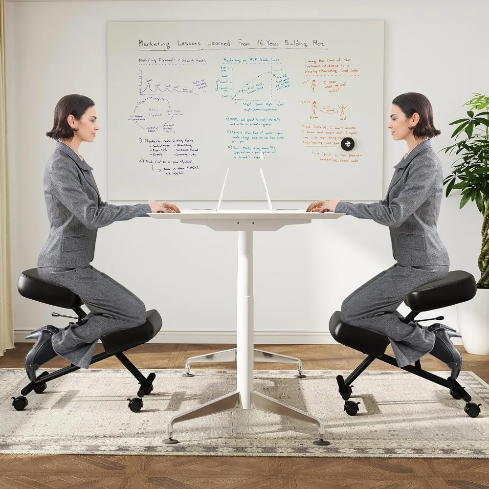 كرسي ركوع Goplus، كرسي مكتب متنقل منجد مع ارتفاع قابل للتعديل، وسادة إسفنجية سميكة، 4 عجلات عالمية قابلة للقفل، #2