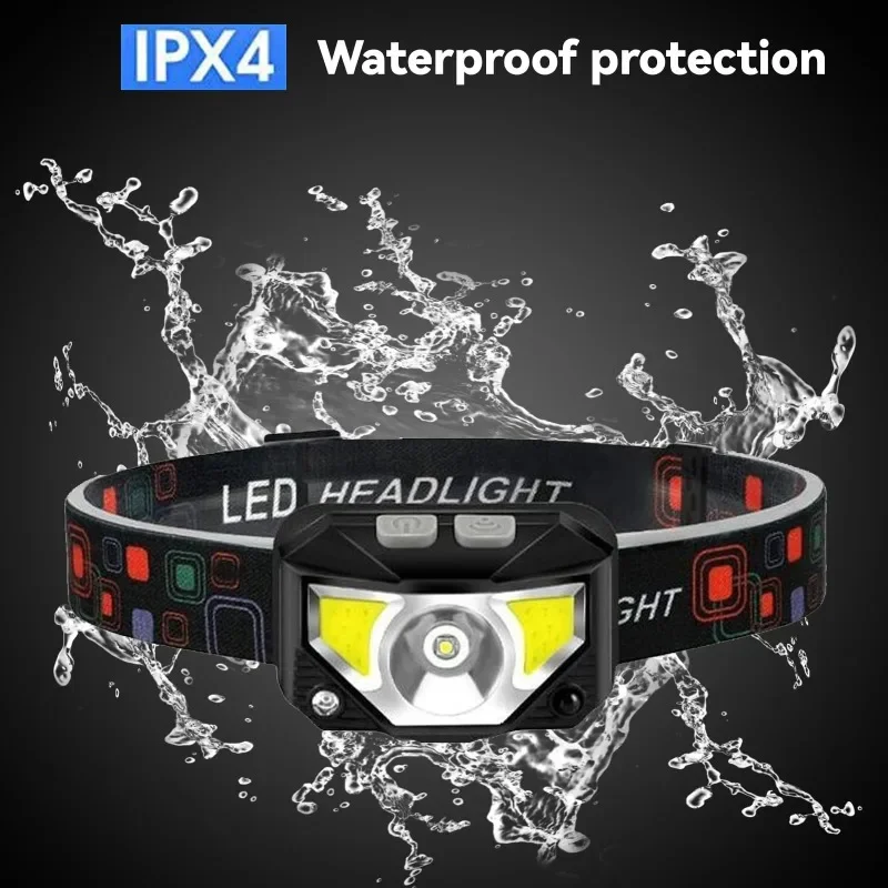 1/5/10Pack Powerful LED Sensor Headlamp USB Rechargeable Headlight Camping Search Light Head Flashlight for Sports Fishing Work