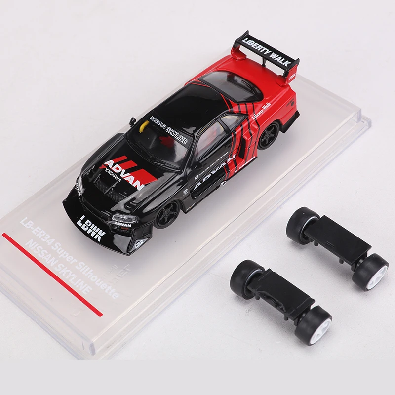 CM MODELO 1:64 Skyline LB-ER34 Advan Super Silhouette Diecast modelo de carro de liga simulada